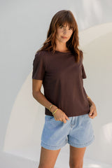 Baylee Basic Tee - Chocolate - The Self Styler