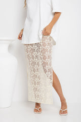 Chloe Lace Skirt - Cream - The Self Styler