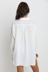 Ada Relaxed-Fit Linen Shirt - White - The Self Styler