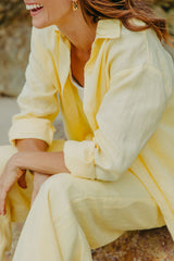 Lottie Relaxed-Fit Linen Shirt - Lemon - The Self Styler