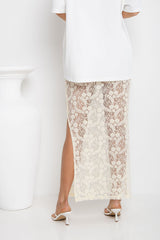 Chloe Lace Skirt - Cream - The Self Styler