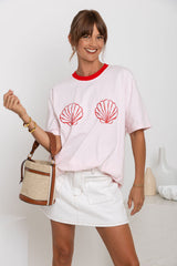 Tulum Shell Print Tee - Pink - The Self Styler