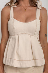 Hannah Denim Top - Chai - The Self Styler