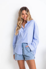 Bentley Relaxed-Fit Shirt - Blue Stripe - The Self Styler