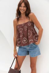 Myra Cami Top - Hayman Print - Choc - The Self Styler