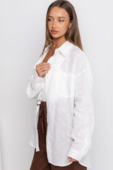 Archie Relaxed-Fit Linen Shirt - Ivory White - The Self Styler