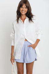 Ada Relaxed-Fit Linen Shirt - White - The Self Styler
