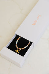 Isla Starfish Natural Stone and Pearl Necklace - Gold - Suni and Sol - The Self Styler