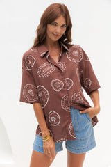 Cora Shirt - Hayman Print - Choc - The Self Styler