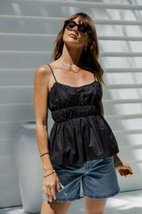 Anja Babydoll Cami Top - Black - The Self Styler