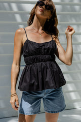 Anja Babydoll Cami Top - Black - The Self Styler