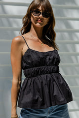 Anja Babydoll Cami Top - Black - The Self Styler