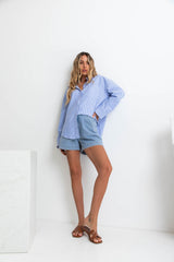 Bentley Relaxed-Fit Shirt - Blue Stripe - The Self Styler