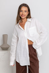 Archie Relaxed-Fit Linen Shirt - Ivory White - The Self Styler