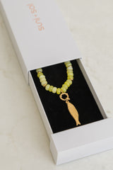 Cleo Fish Charm and Natural Stone Necklace - Gold - Suni and Sol - The Self Styler