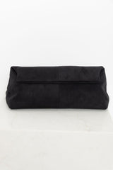 Becca Suede Clutch Bag - Black - The Self Styler
