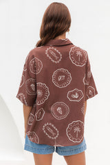 Cora Shirt - Hayman Print - Choc - The Self Styler