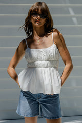 Anja Babydoll Cami Top - White - The Self Styler