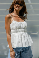 Anja Babydoll Cami Top - White - The Self Styler