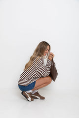 Benni Stripe Long Sleeve Top - Chocolate and Cream - The Self Styler