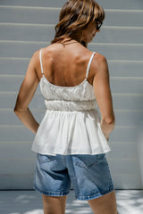Anja Babydoll Cami Top - White - The Self Styler