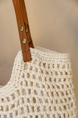 Daisy Crochet Tote Bag - Beige - The Self Styler