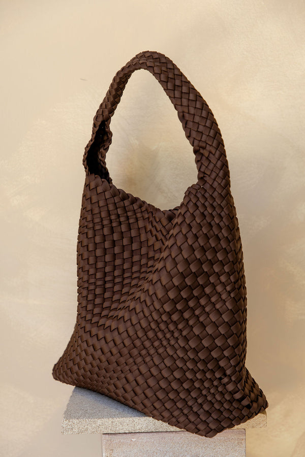 Layla Woven Tote Bag - Chocolate