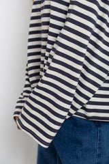Benni Stripe Long Sleeve Top - Grey and Cream - The Self Styler