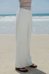 Willow Straight-Leg Linen Pants - White - The Self Styler