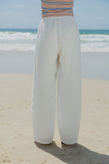 Willow Straight-Leg Linen Pants - White - The Self Styler