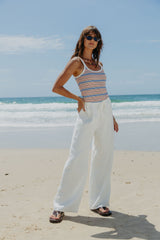 Willow Straight-Leg Linen Pants - White - The Self Styler