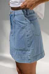 Heidi Denim Mini Skirt - Light Wash - The Self Styler - The Self Styler