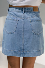 Heidi Denim Mini Skirt - Light Wash - The Self Styler - The Self Styler