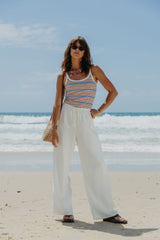 Willow Straight-Leg Linen Pants - White - The Self Styler