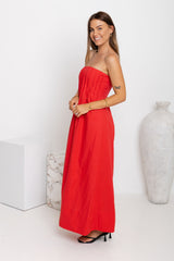 Ava Strapless Maxi Dress - Red - The Self Styler