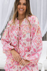 Penny Top - Blush Tile Print - The Self Styler