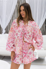 Poppy Shorts - Blush Tile Print - The Self Styler