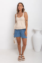 Hannah Denim Top - Chai - The Self Styler