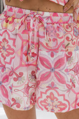 Poppy Shorts - Blush Tile Print - The Self Styler