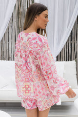 Penny Top - Blush Tile Print - The Self Styler
