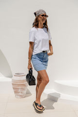 Heidi Denim Mini Skirt - Light Wash - The Self Styler - The Self Styler