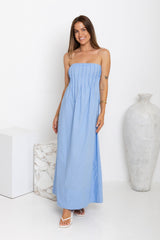 Ava Strapless Maxi Dress - Blue - The Self Styler