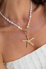 Aria Starfish Pearl Necklace - Gold - Suni and Sol - The Self Styler