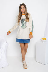 Goddess Graphic Long Sleeve Top - Cream - The Self Styler