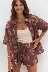 Cora Shirt - Hayman Print - Choc - The Self Styler