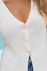 Tasmin V-Neck Knit Top - White - The Self Styler