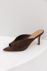 Mabel Pointed Toe Mules - Chocolate Brown Suede - Siren - The Self Styler