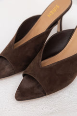 Mabel Pointed Toe Mules - Chocolate Brown Suede - Siren - The Self Styler