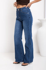 Stella Wide-Leg Denim Jeans - Dark Wash - The Self Styler