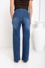 Stella Wide-Leg Denim Jeans - Dark Wash - The Self Styler